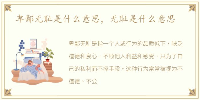 卑鄙无耻是什么意思，无耻是什么意思