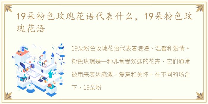 19朵粉色玫瑰花语代表什么，19朵粉色玫瑰花语