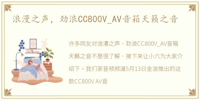 浪漫之声，劲浪CC800V_AV音箱天籁之音