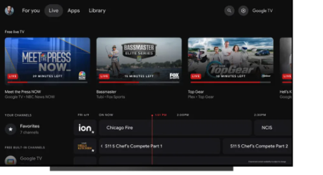 谷歌TV将FASTChannels添加到直播选项卡