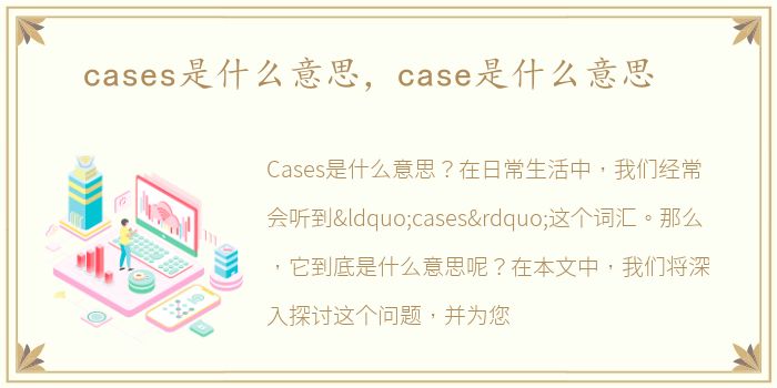 cases是什么意思，case是什么意思