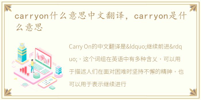 carryon什么意思中文翻译，carryon是什么意思