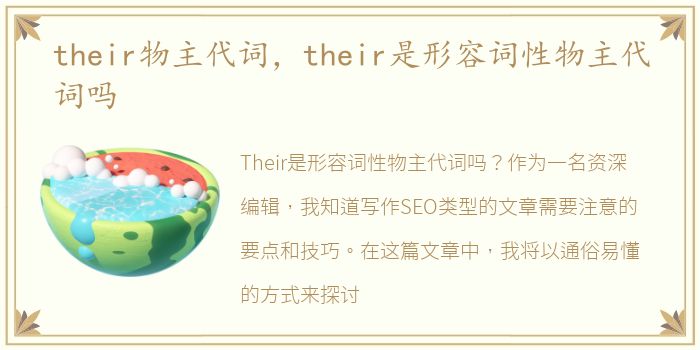 their物主代词，their是形容词性物主代词吗