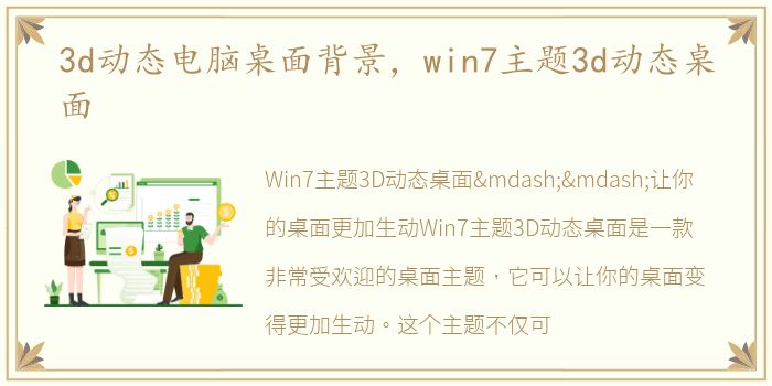 3d动态电脑桌面背景，win7主题3d动态桌面