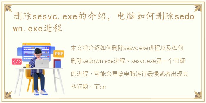 删除sesvc.exe的介绍，电脑如何删除sedown.exe进程