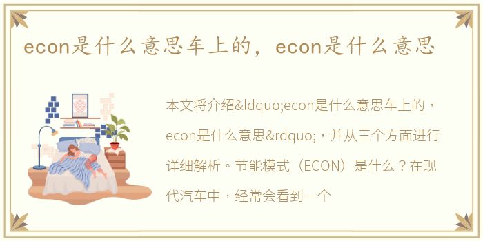 econ是什么意思车上的，econ是什么意思