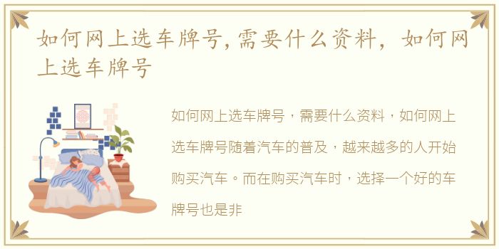 如何网上选车牌号,需要什么资料，如何网上选车牌号