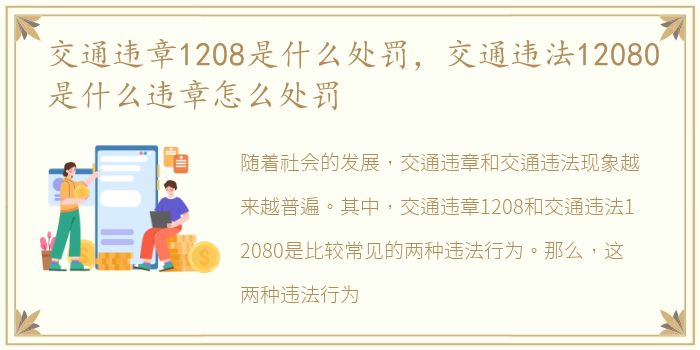 交通违章1208是什么处罚，交通违法12080是什么违章怎么处罚