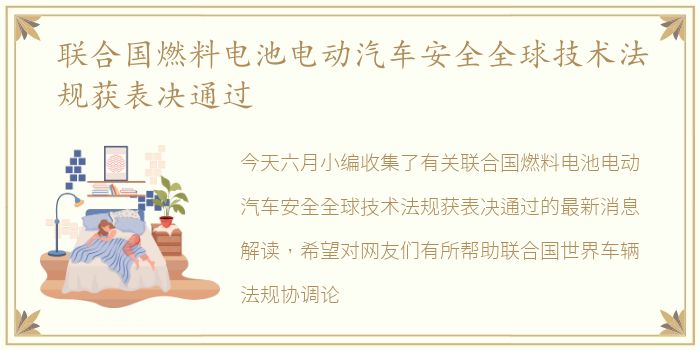 联合国燃料电池电动汽车安全全球技术法规获表决通过