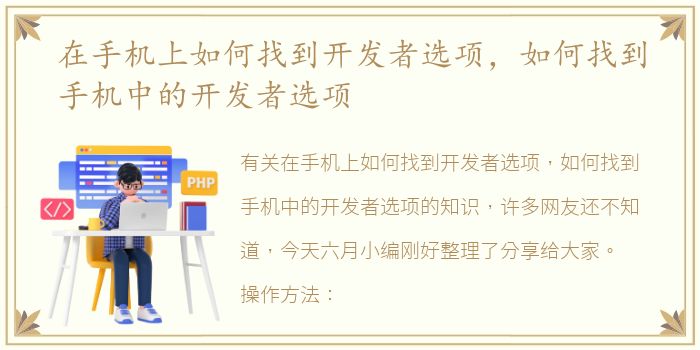 在手机上如何找到开发者选项，如何找到手机中的开发者选项