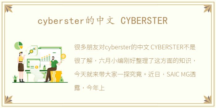 cyberster的中文 CYBERSTER