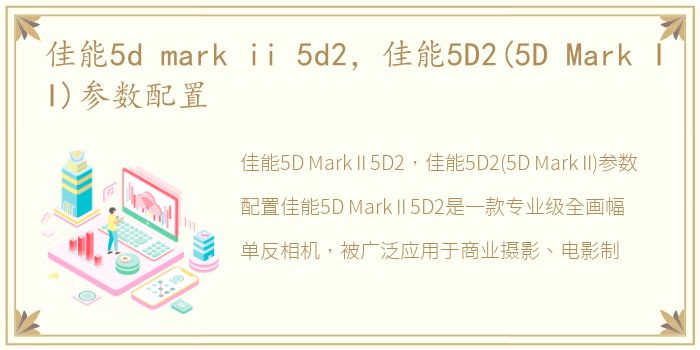 佳能5d mark ii 5d2，佳能5D2(5D Mark II)参数配置