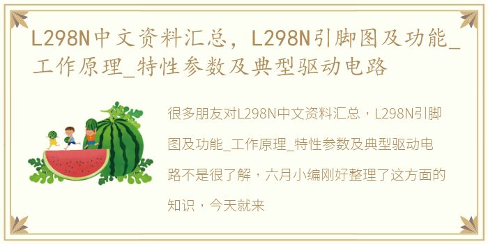 L298N中文资料汇总，L298N引脚图及功能_工作原理_特性参数及典型驱动电路