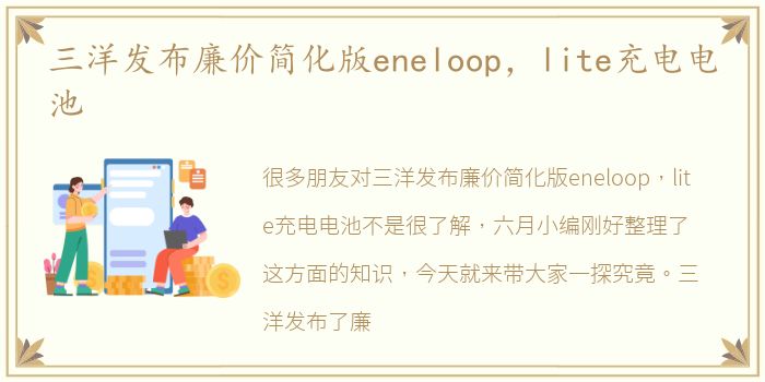 三洋发布廉价简化版eneloop，lite充电电池