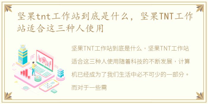 坚果tnt工作站到底是什么，坚果TNT工作站适合这三种人使用