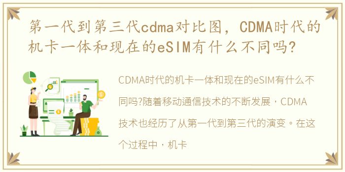 第一代到第三代cdma对比图，CDMA时代的机卡一体和现在的eSIM有什么不同吗?