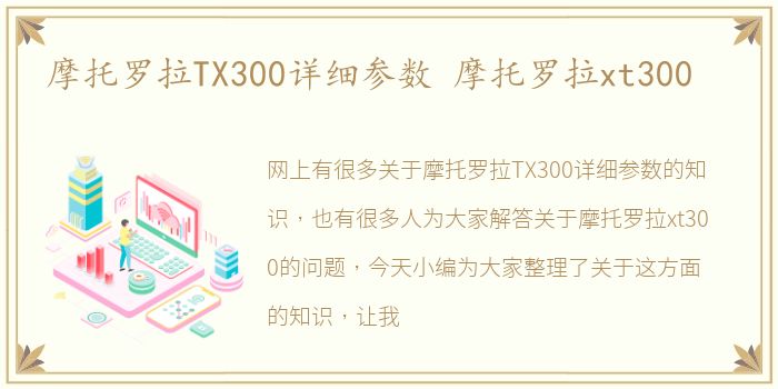 摩托罗拉TX300详细参数 摩托罗拉xt300