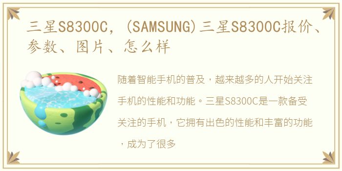 三星S8300C，(SAMSUNG)三星S8300C报价、参数、图片、怎么样