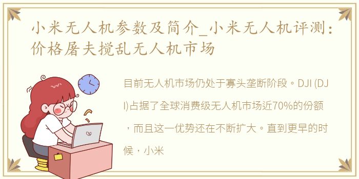 小米无人机参数及简介_小米无人机评测：价格屠夫搅乱无人机市场