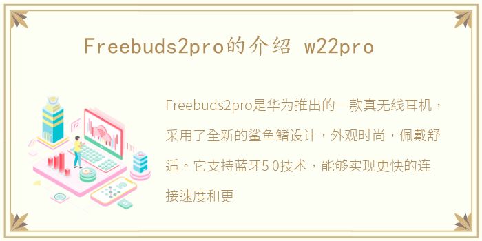 Freebuds2pro的介绍 w22pro