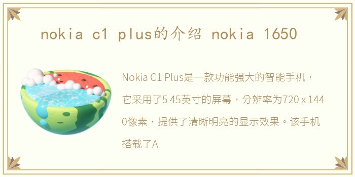 nokia c1 plus的介绍 nokia 1650