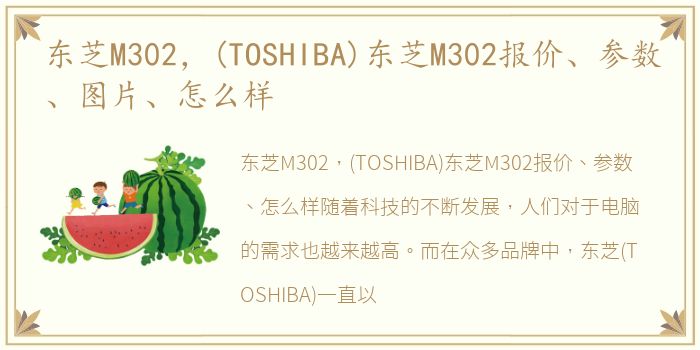 东芝M302，(TOSHIBA)东芝M302报价、参数、图片、怎么样