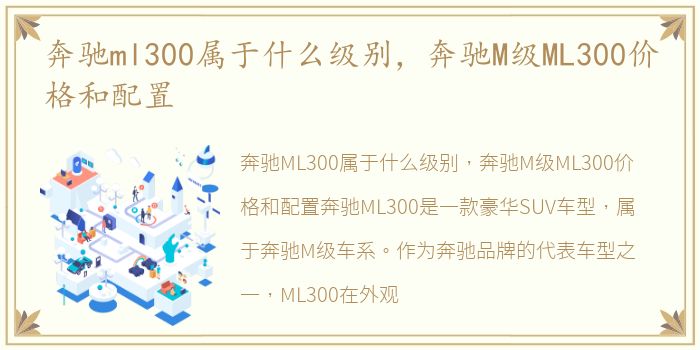 奔驰ml300属于什么级别，奔驰M级ML300价格和配置