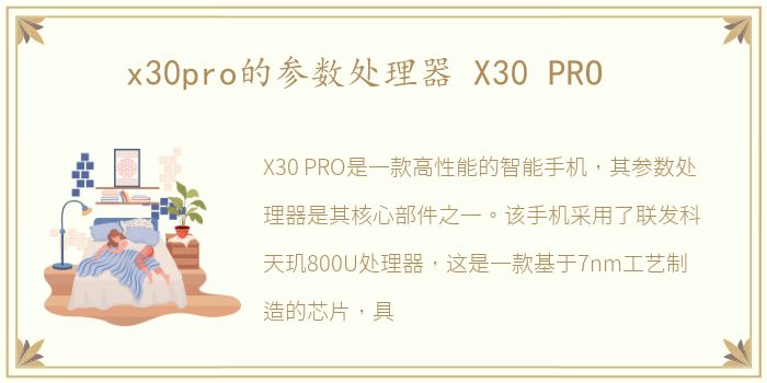 x30pro的参数处理器 X30 PRO