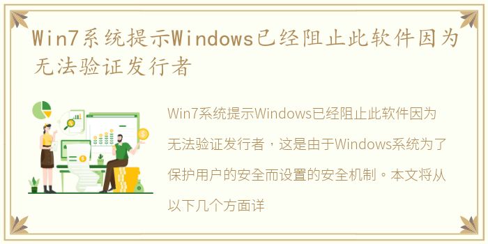 Win7系统提示Windows已经阻止此软件因为无法验证发行者