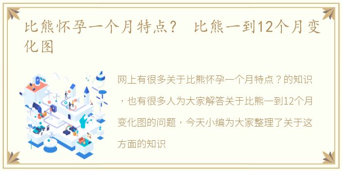 比熊怀孕一个月特点？ 比熊一到12个月变化图