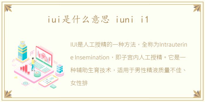 iui是什么意思 iuni i1