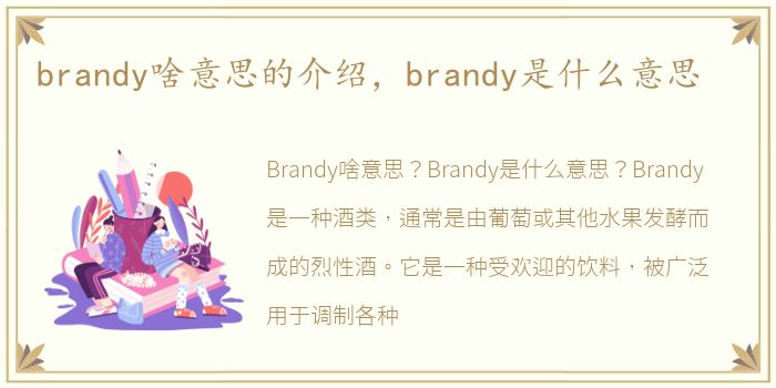 brandy啥意思的介绍，brandy是什么意思