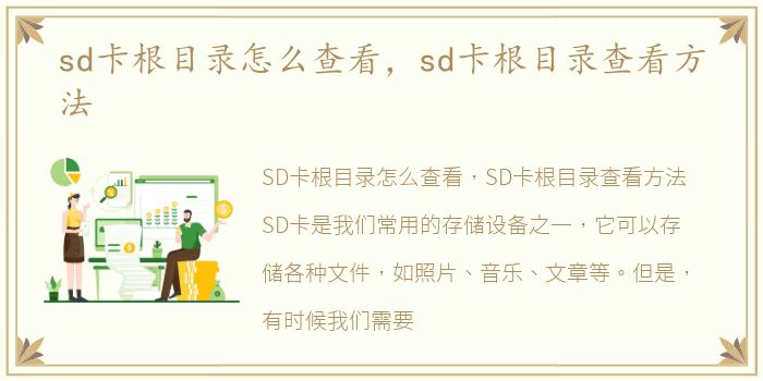 sd卡根目录怎么查看，sd卡根目录查看方法