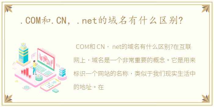 .COM和.CN，.net的域名有什么区别?