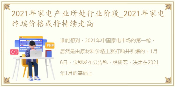 2021年家电产业所处行业阶段_2021年家电终端价格或将持续走高