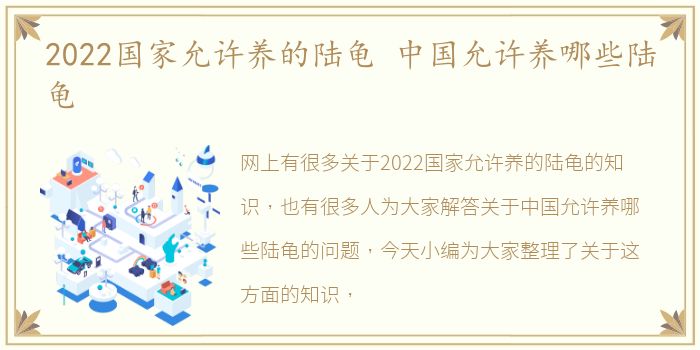 2022国家允许养的陆龟 中国允许养哪些陆龟